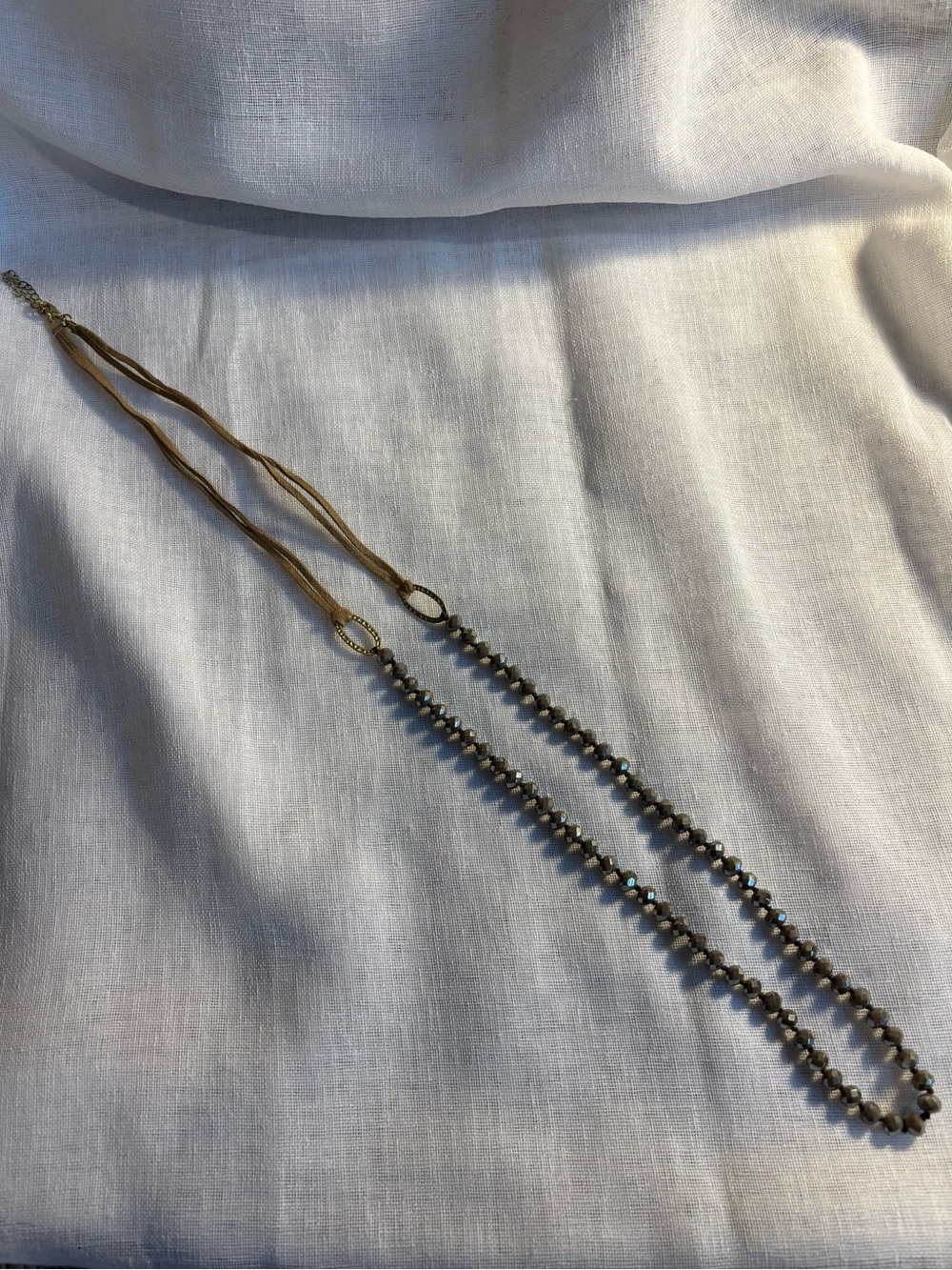 Gold-Tone Gray Beaded Strand Necklace - Women Jewelry